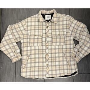 BDG Mens Beige Gray Plaid Snap Button Down Jacket Size Medium Gorpcore